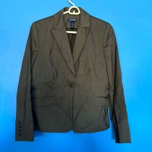 Ann Taylor Factory Store Brown/Beige Stripe One Button Close Blazer Size 8P